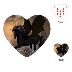 Awesome Dark Unicorn With Clouds Playing Cards (heart)  by FantasyWorld7