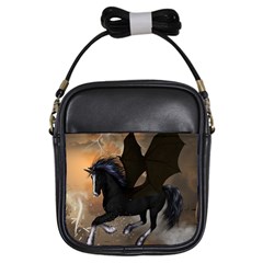 Awesome Dark Unicorn With Clouds Girls Sling Bags by FantasyWorld7