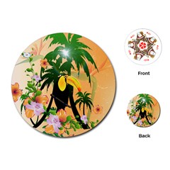 Cute Toucan With Palm And Flowers Playing Cards (Round) 