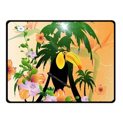 Cute Toucan With Palm And Flowers Fleece Blanket (small) by FantasyWorld7