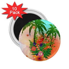 Tropical Design With Palm And Flowers 2 25  Magnets (10 Pack)  by FantasyWorld7