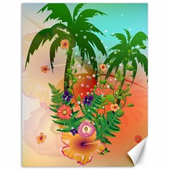 Tropical Design With Palm And Flowers Canvas 12  X 16   by FantasyWorld7