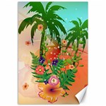 Tropical Design With Palm And Flowers Canvas 12  x 18   11.88 x17.36  Canvas - 1