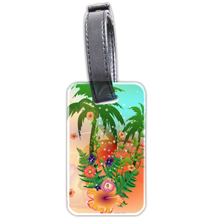 Tropical Design With Palm And Flowers Luggage Tags (Two Sides)