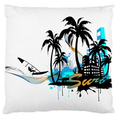 Surfing Large Cushion Cases (one Side)  by EnjoymentArt