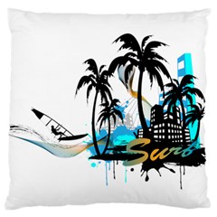 Surfing Large Flano Cushion Cases (one Side)  by EnjoymentArt