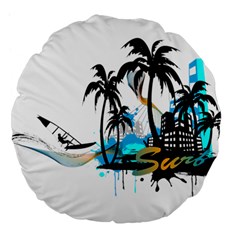 Surfing Large 18  Premium Flano Round Cushions by EnjoymentArt