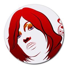 Women Face With Clef Round Mousepads by EnjoymentArt