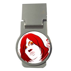 Women Face With Clef Money Clips (round)  by EnjoymentArt