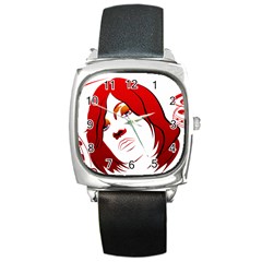 Women Face With Clef Square Metal Watches by EnjoymentArt