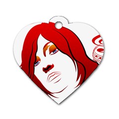 Women Face With Clef Dog Tag Heart (one Side) by EnjoymentArt