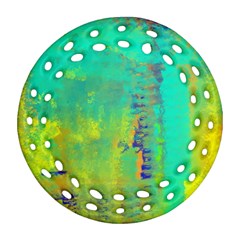 Abstract In Turquoise, Gold, And Copper Ornament (round Filigree)  by digitaldivadesigns