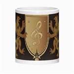 Music, Clef On A Shield With Liions And Water Splash Morph Mugs Center