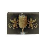 Music, Clef On A Shield With Liions And Water Splash Cosmetic Bag (Medium)  Front