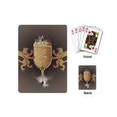 Music, Clef On A Shield With Liions And Water Splash Playing Cards (mini)  by FantasyWorld7