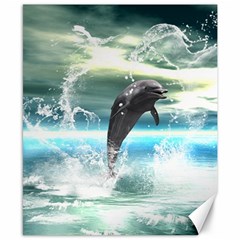 Funny Dolphin Jumping By A Heart Made Of Water Canvas 8  X 10  by FantasyWorld7