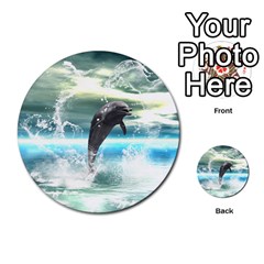 Funny Dolphin Jumping By A Heart Made Of Water Multi-purpose Cards (round) 