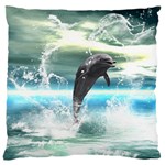 Funny Dolphin Jumping By A Heart Made Of Water Large Cushion Cases (Two Sides)  Back