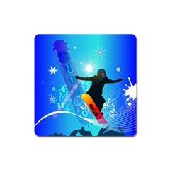 Snowboarding Square Magnet by FantasyWorld7