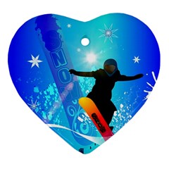 Snowboarding Heart Ornament (2 Sides) by FantasyWorld7