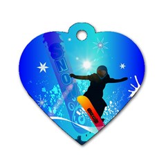 Snowboarding Dog Tag Heart (two Sides) by FantasyWorld7