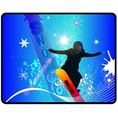 Snowboarding Double Sided Fleece Blanket (medium)  by FantasyWorld7