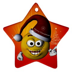Cute Funny Christmas Smiley With Christmas Tree Ornament (star)  by FantasyWorld7