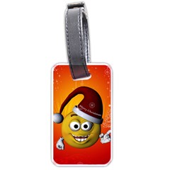 Cute Funny Christmas Smiley With Christmas Tree Luggage Tags (one Side)  by FantasyWorld7