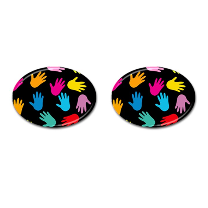 All Over Hands Cufflinks (Oval)