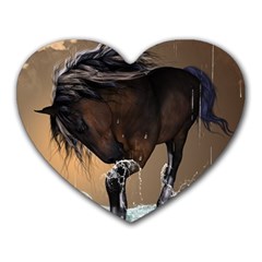 Beautiful Horse With Water Splash Heart Mousepads by FantasyWorld7
