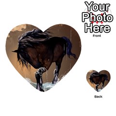 Beautiful Horse With Water Splash Multi-purpose Cards (heart)  by FantasyWorld7