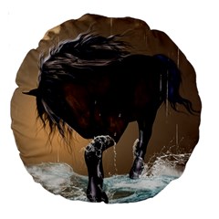 Beautiful Horse With Water Splash Large 18  Premium Round Cushions by FantasyWorld7