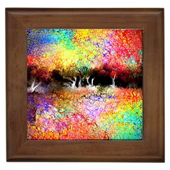 Colorful Tree Landscape Framed Tiles by digitaldivadesigns