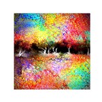 Colorful Tree Landscape Small Satin Scarf (Square)  Front