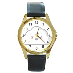 Kawaii Cloud Round Gold Metal Watches