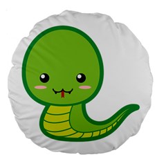 Kawaii Snake Large 18  Premium Round Cushions by KawaiiKawaii