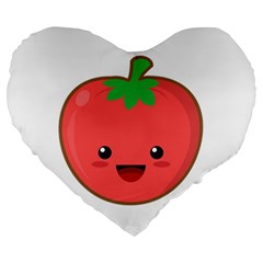 Kawaii Tomato Large 19  Premium Heart Shape Cushions by KawaiiKawaii