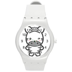 Kawaii Zebra Round Plastic Sport Watch (m) by KawaiiKawaii