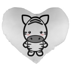 Kawaii Zebra Large 19  Premium Flano Heart Shape Cushions by KawaiiKawaii