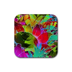 Floral Abstract 1 Rubber Coaster (square)  by MedusArt