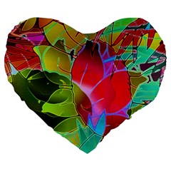 Floral Abstract 1 Large 19  Premium Heart Shape Cushions by MedusArt