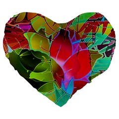 Floral Abstract 1 Large 19  Premium Flano Heart Shape Cushions by MedusArt