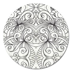 Drawing Floral Doodle 1 Magnet 5  (round) by MedusArt