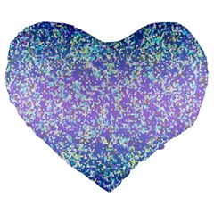 Glitter 2 Large 19  Premium Flano Heart Shape Cushions by MedusArt