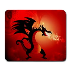 Funny, Cute Dragon With Fire Large Mousepads by FantasyWorld7