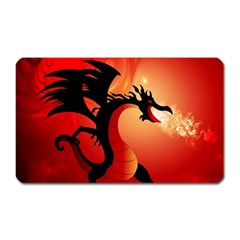 Funny, Cute Dragon With Fire Magnet (rectangular) by FantasyWorld7