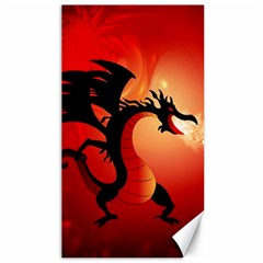 Funny, Cute Dragon With Fire Canvas 40  X 72   by FantasyWorld7