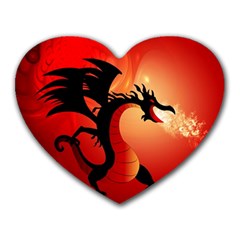 Funny, Cute Dragon With Fire Heart Mousepads by FantasyWorld7