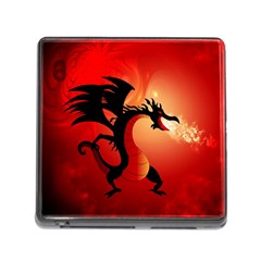 Funny, Cute Dragon With Fire Memory Card Reader (square) by FantasyWorld7