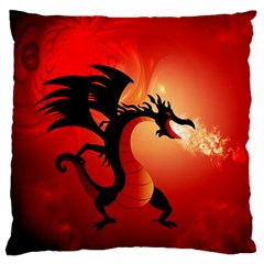 Funny, Cute Dragon With Fire Large Flano Cushion Cases (two Sides)  by FantasyWorld7